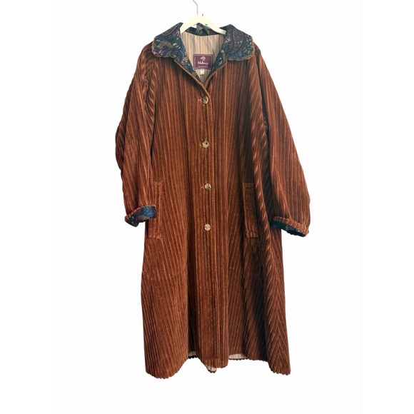 Mulberry Jackets & Blazers - Vintage Mulberry Thick Corded Corduroy Long Coat Brown Tapestry Medium
